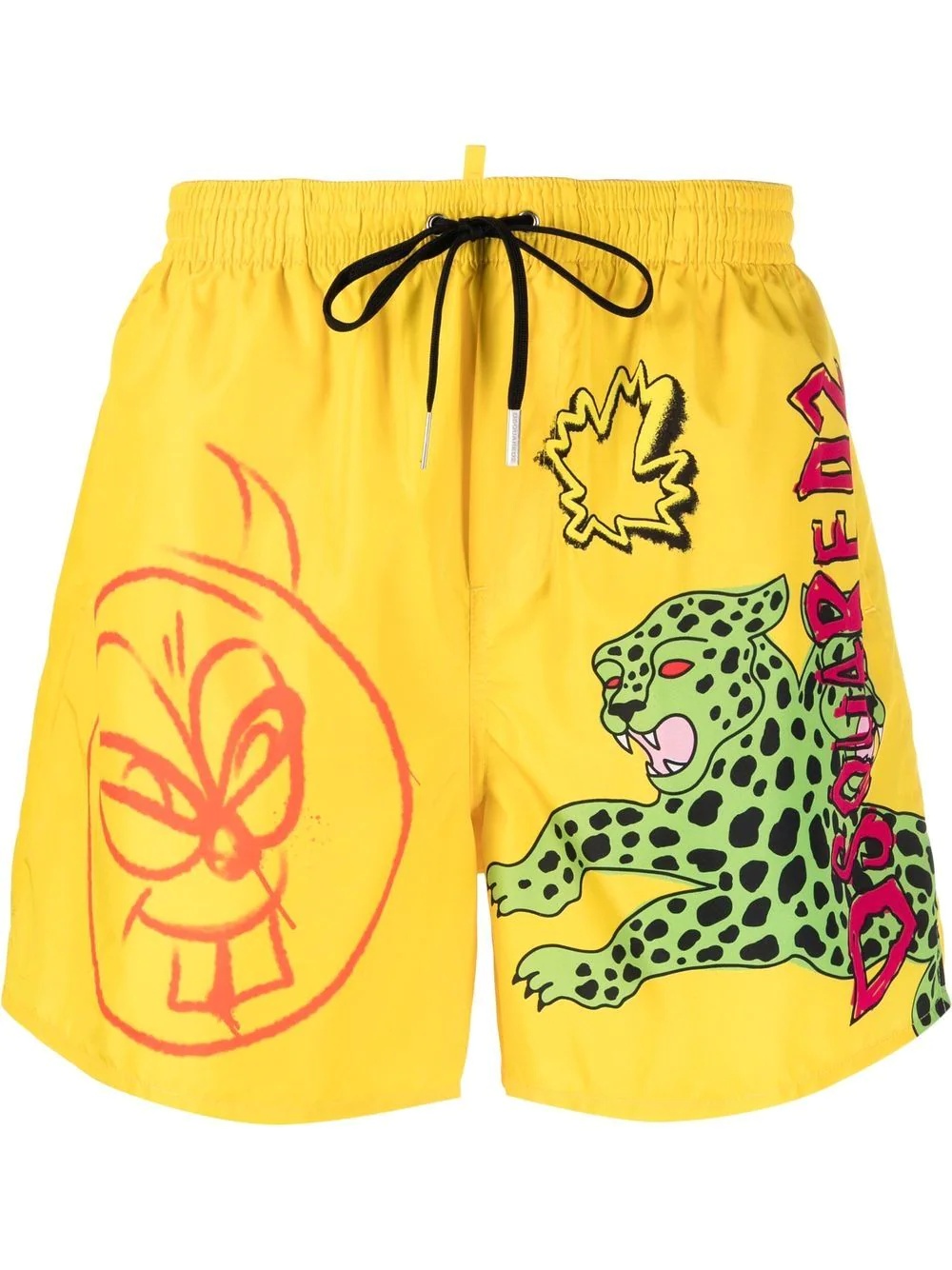 animal-print drawstring-waist swim shorts - 1