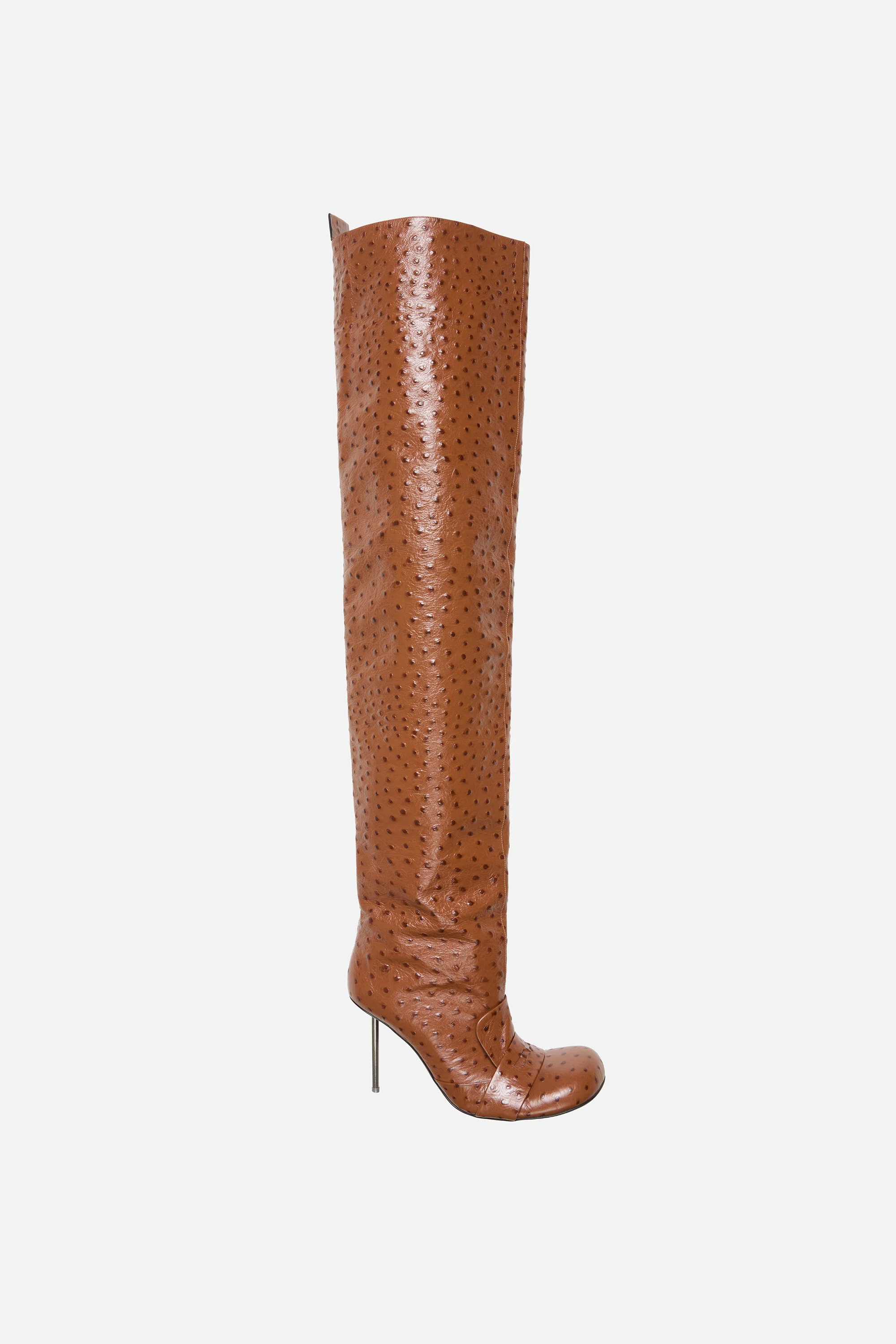 Thigh-high leather boots - Cognac brown - 1