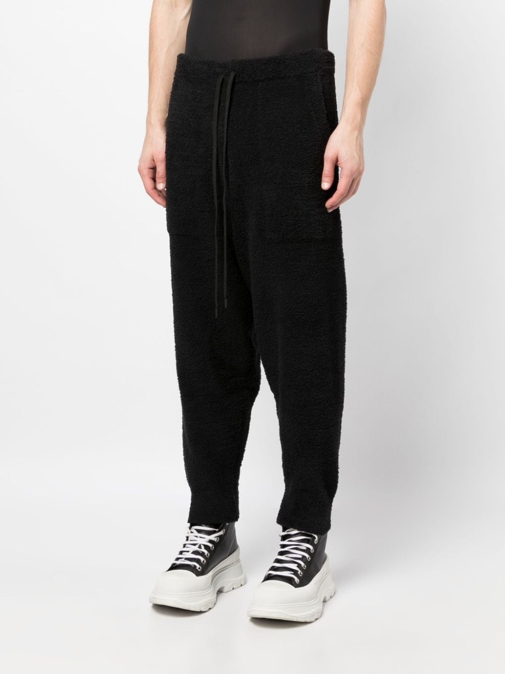 logo-print fleece-texture track pants - 3