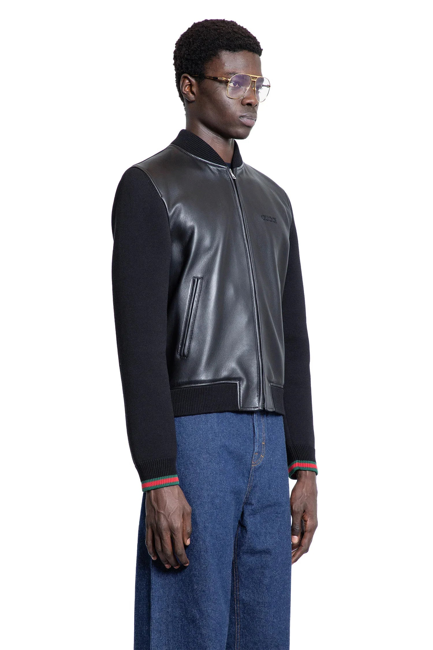 Soft-Nappa-Leather-And-Knit-Bomber - 2