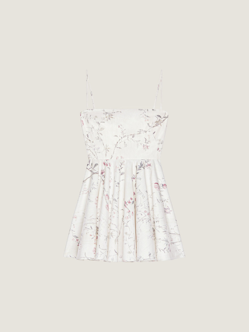 SLICED MINI DRESS IN POPLIN WITH FLORAL PRINT 1