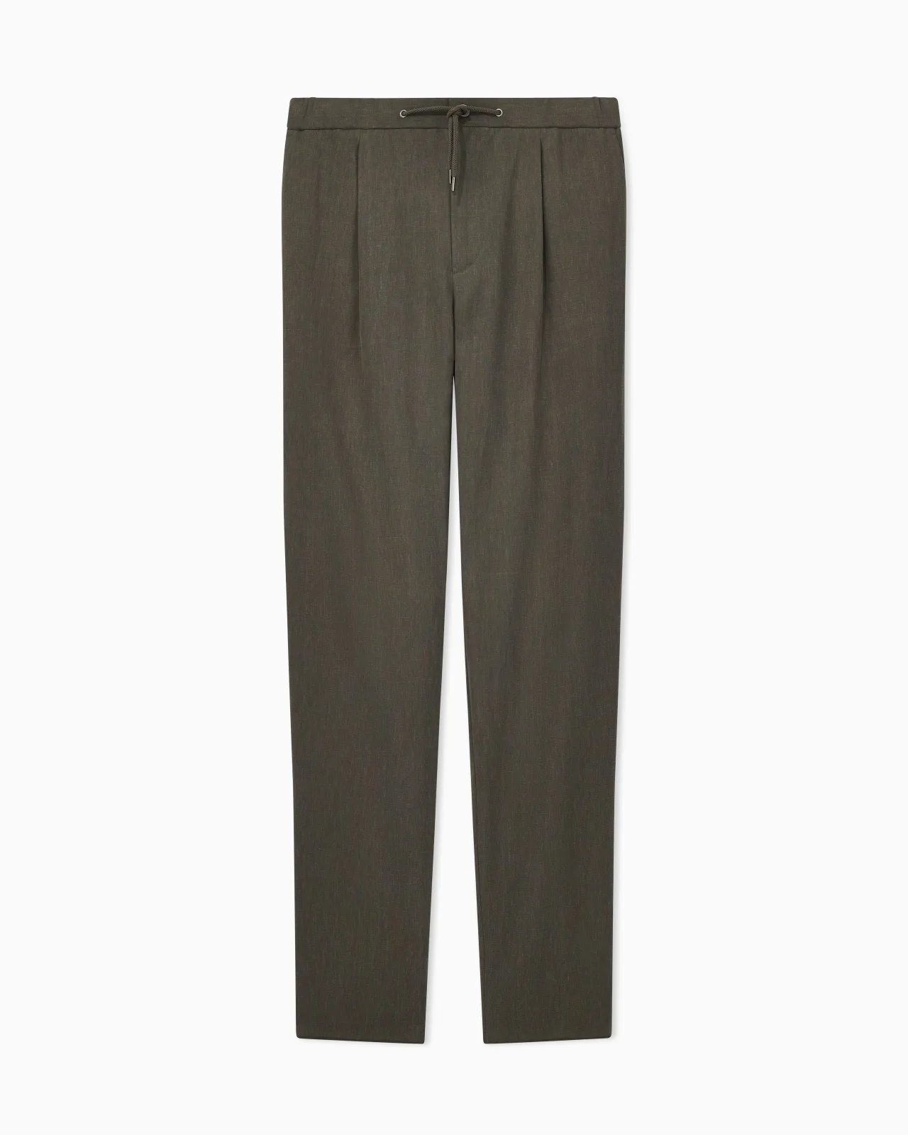 LINEN TROUSERS WITH A SINGLE PLEAT AND DRAWSTRING - 1