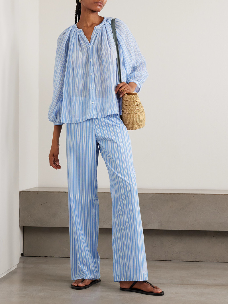 DÔEN Jonie Striped Organic Cotton-voile Blouse outlook