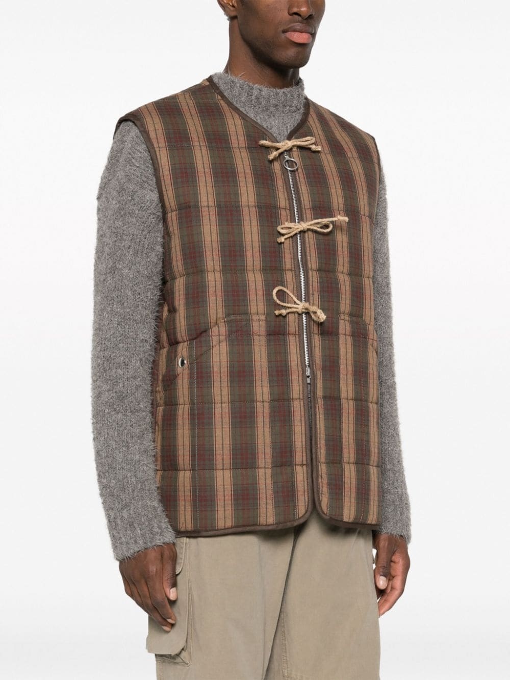 tartan padded cotton vest - 3