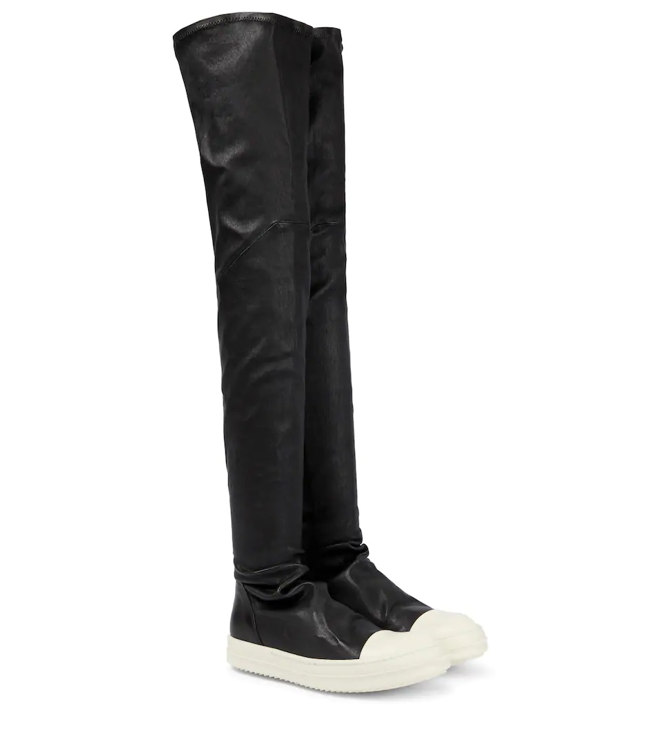 Stocking over-the-knee leather boots - 1