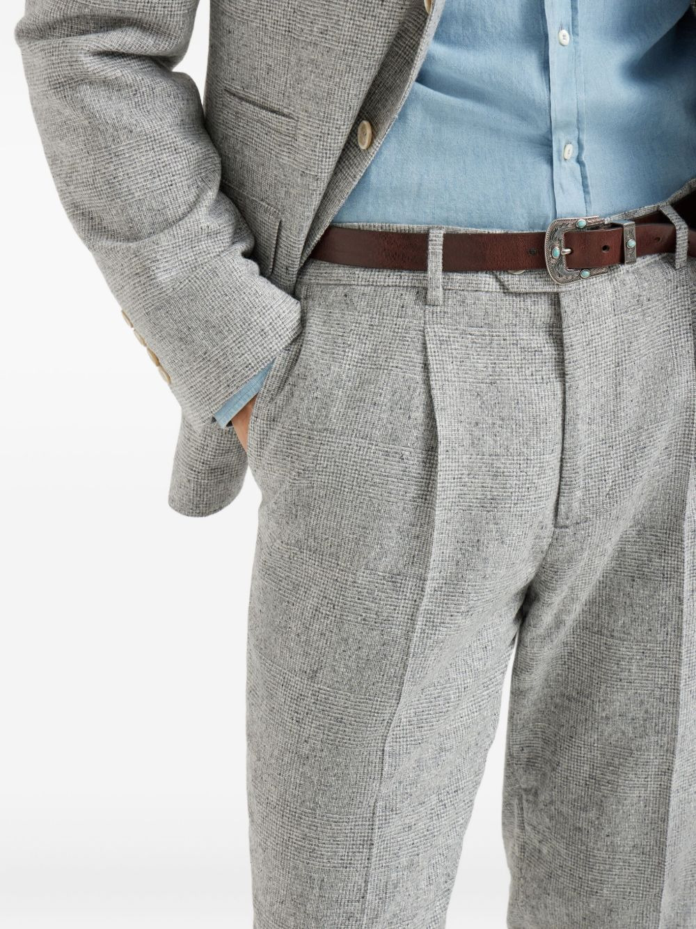 pleated wool-silk blend trousers - 5