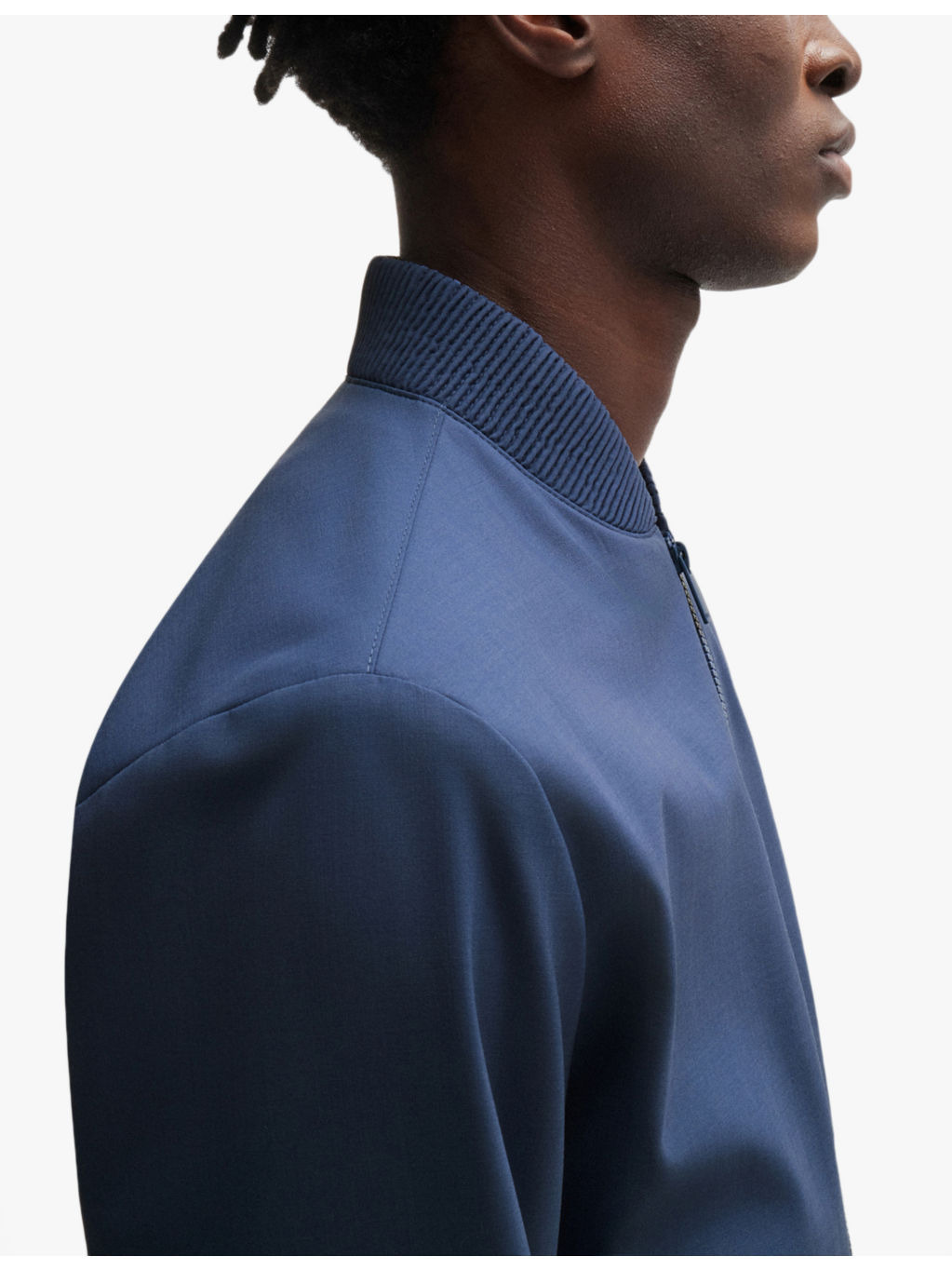 Stand-collar slim-fit virgin wool-blend jacket - 5