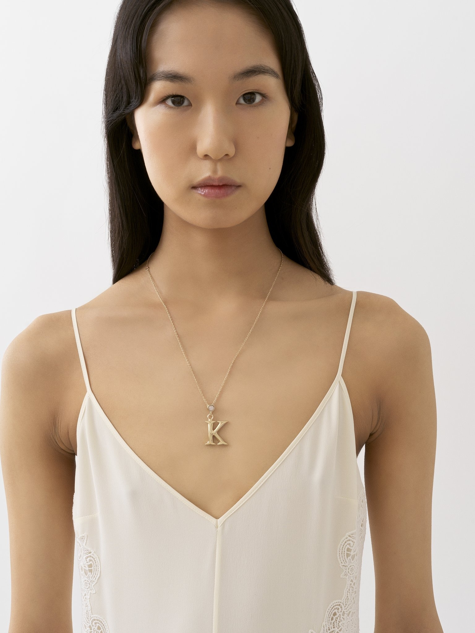ALPHABET NECKLACE WITH PENDANT K - 3