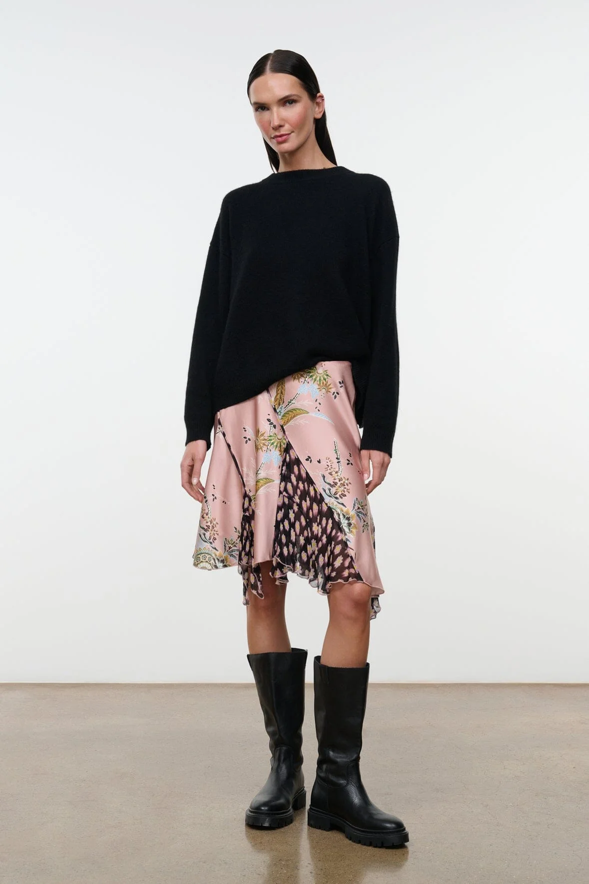 STAUD REANNAH SILK SKIRT TAPESTRY ROSE MULTI - 1