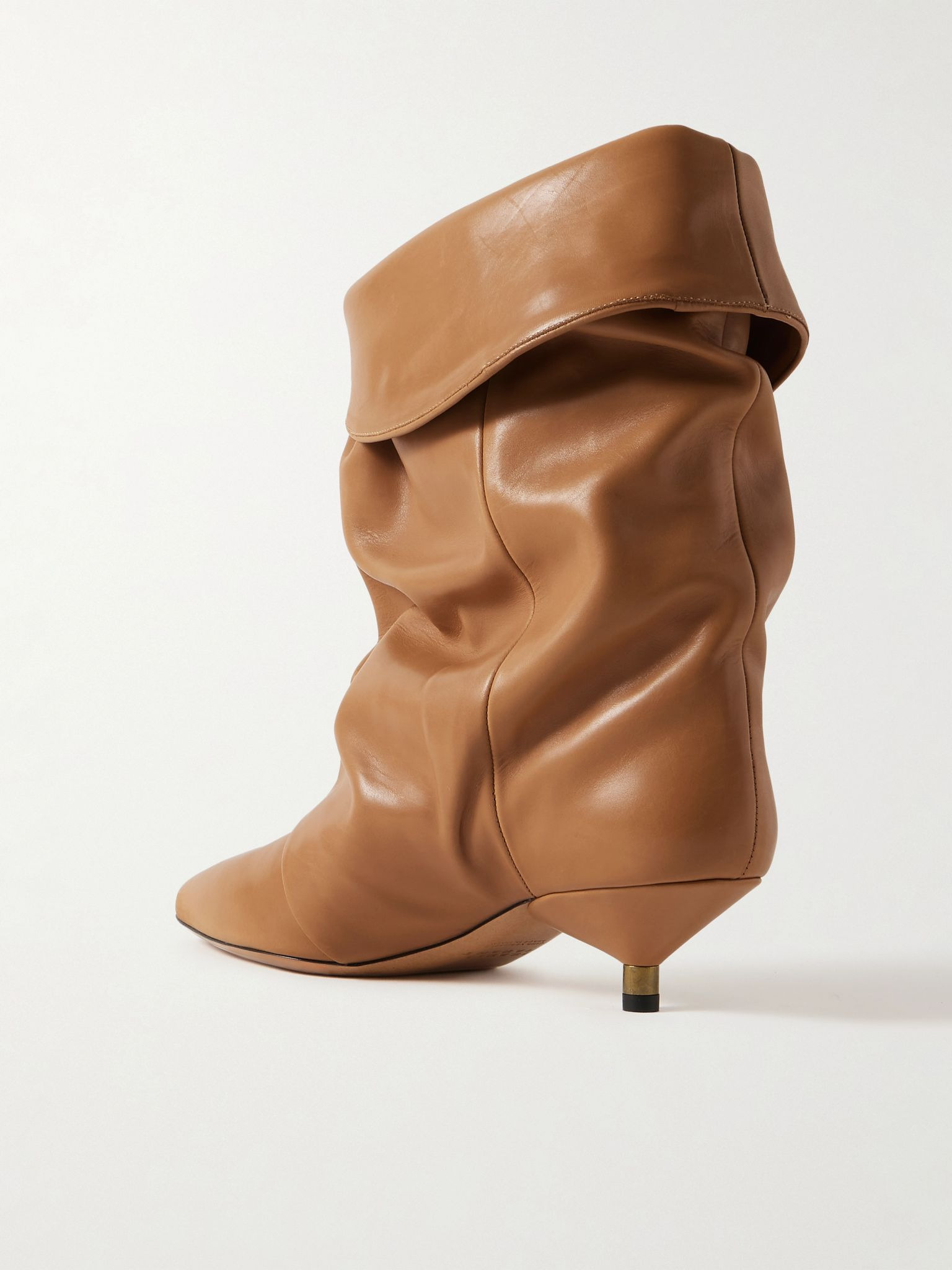Edrik gathered leather ankle boots Camel - 3