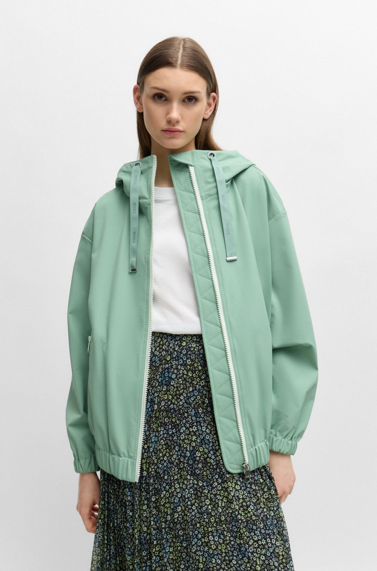 RELAXED-FIT HOODED JACKET IN WATER-REPELLENT STRETCH FABRIC - 2
