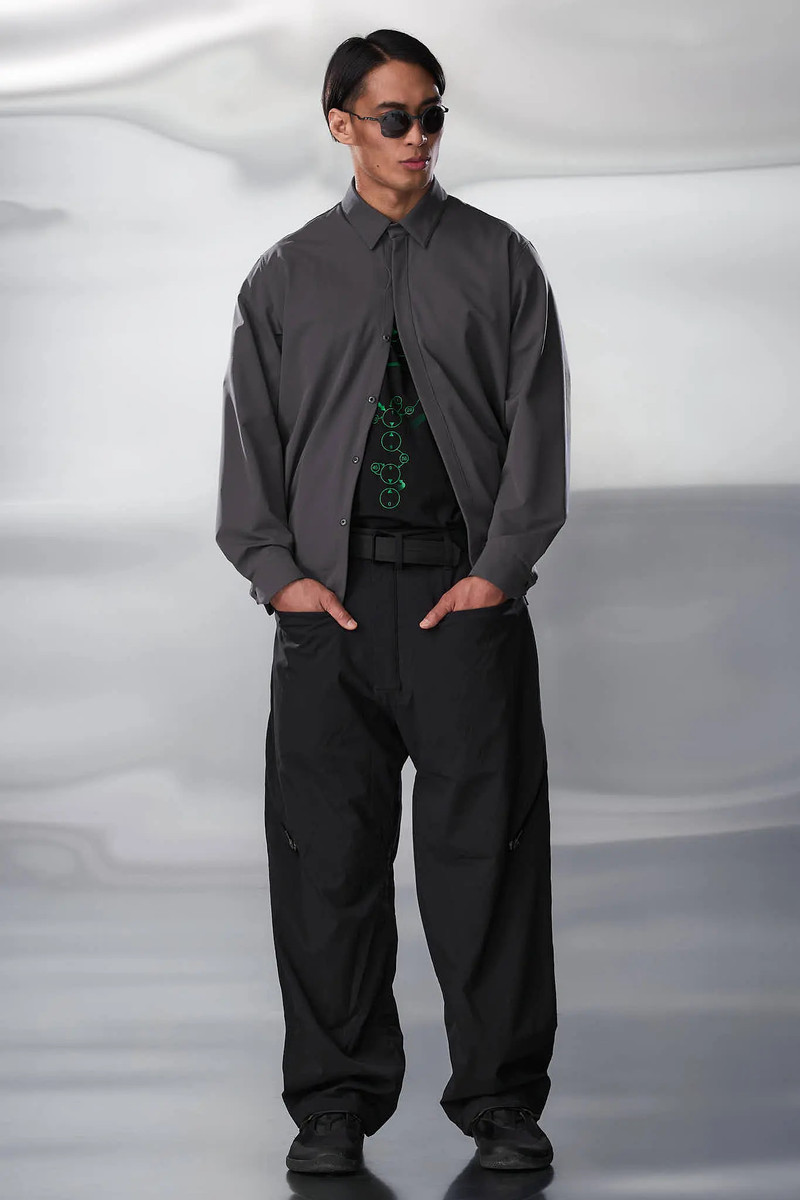 LA10-DS schoeller® Dryskin™ Press Button Shirt Jacket Gray 1
