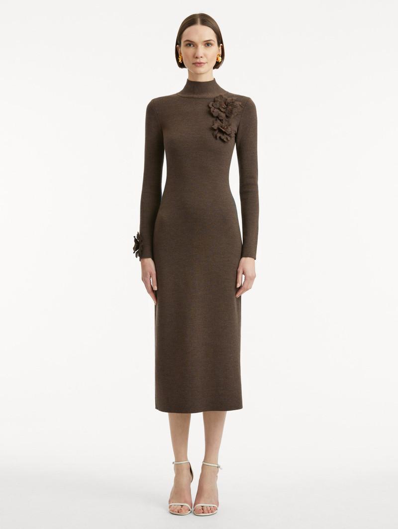 Oscar de la Renta PEONY APPLIQUÉ KNIT DRESS outlook