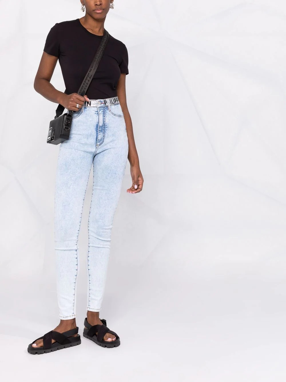 high-waist denim jeggings - 2