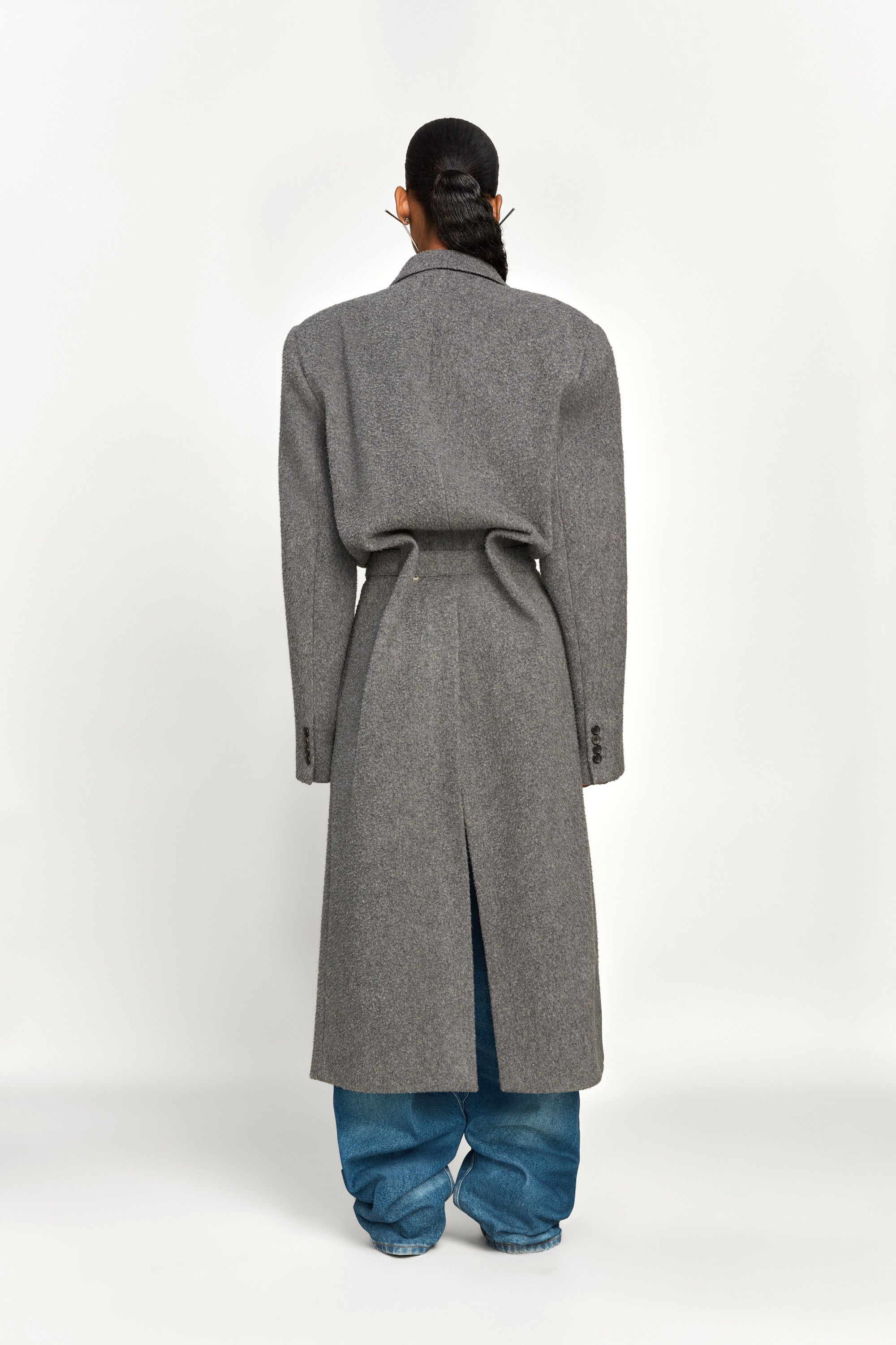 Y Belt Brushed Wool Coat - 6