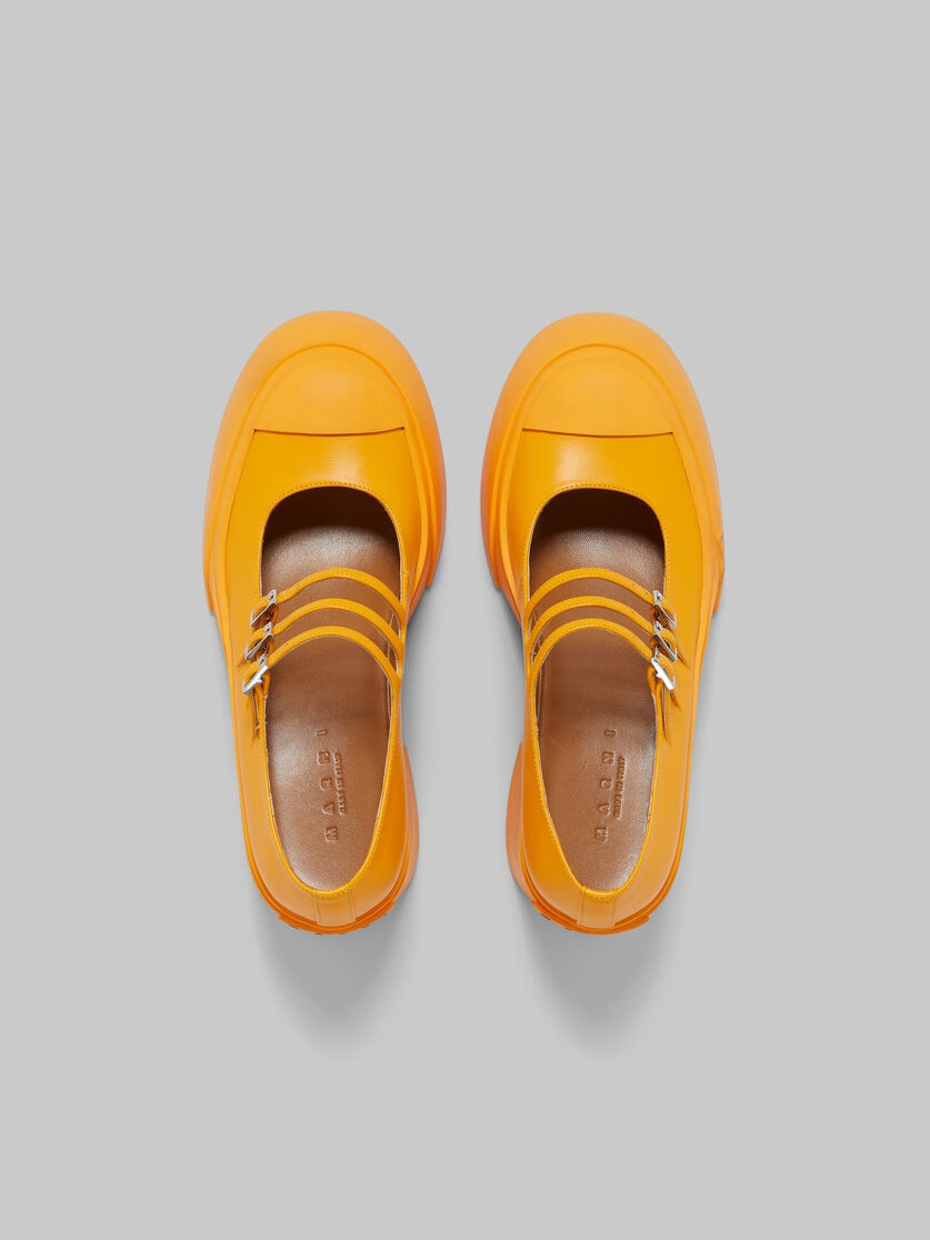 ORANGE LEATHER PABLO TRIPLE-BUCKLE MARY JANE SHOE - 4