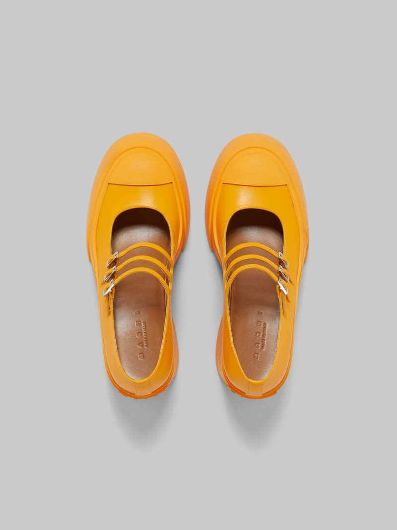 ORANGE LEATHER PABLO TRIPLE-BUCKLE MARY JANE SHOE 4