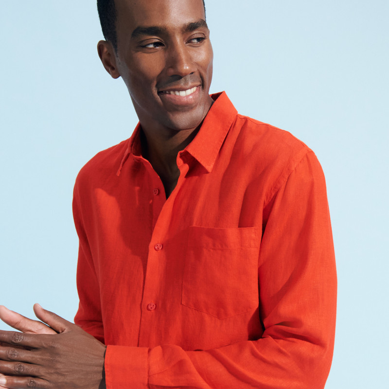 Men Linen Shirt Solid 5