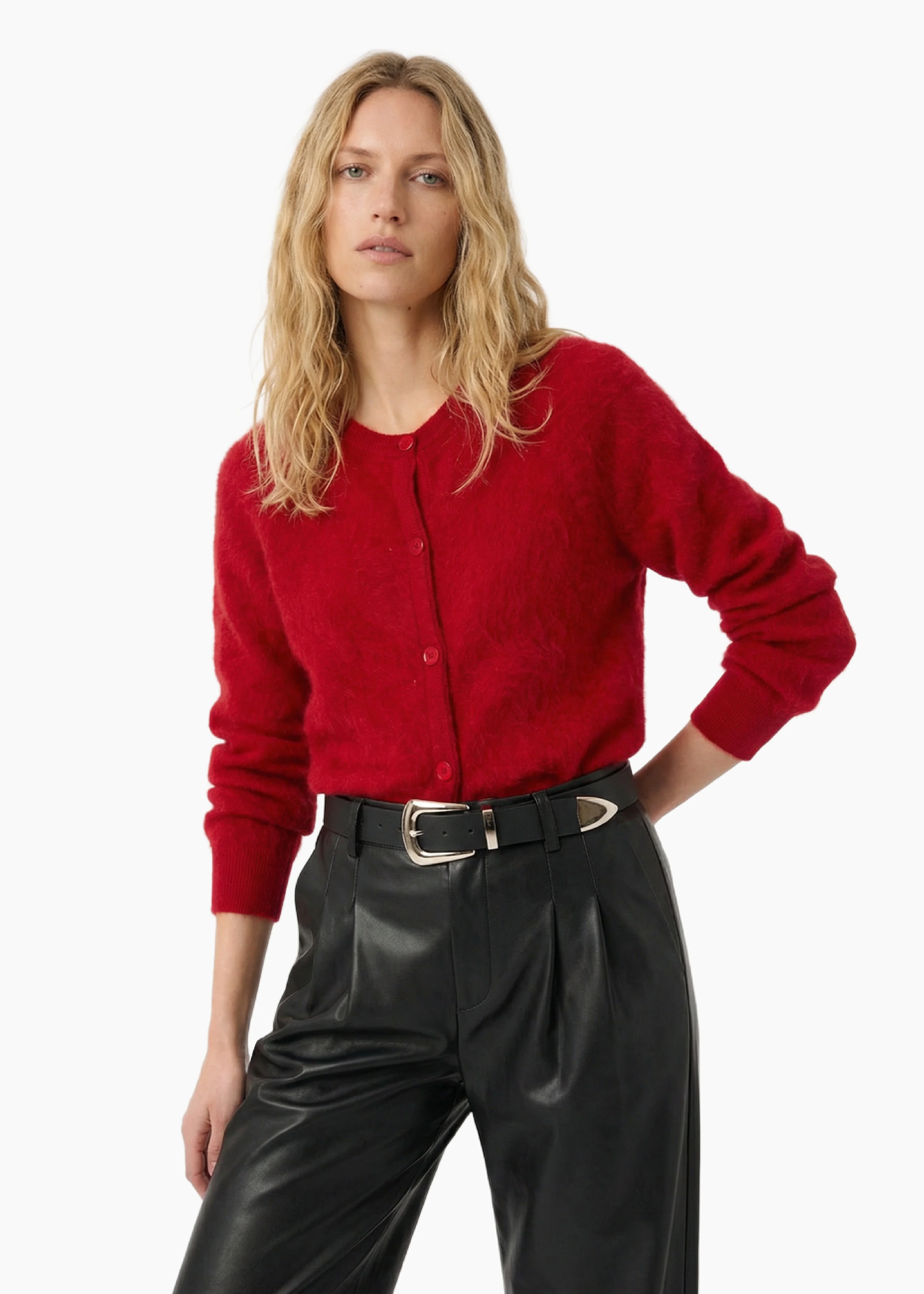 DORIAN CASHMERE CARDIGAN POPPY - 1