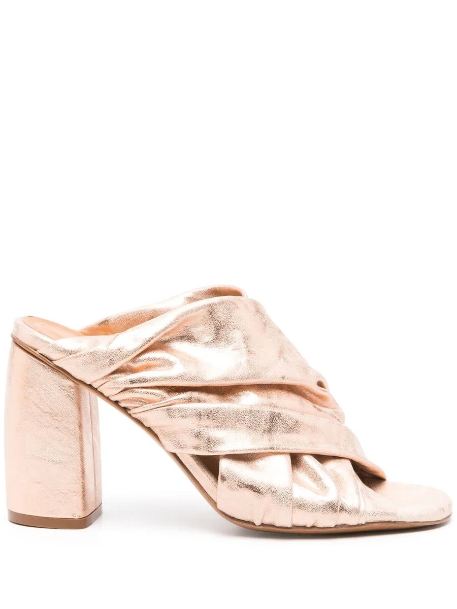 Forte_Forte Heeled Laminated Leather Crossed Sandals Shoes - 1