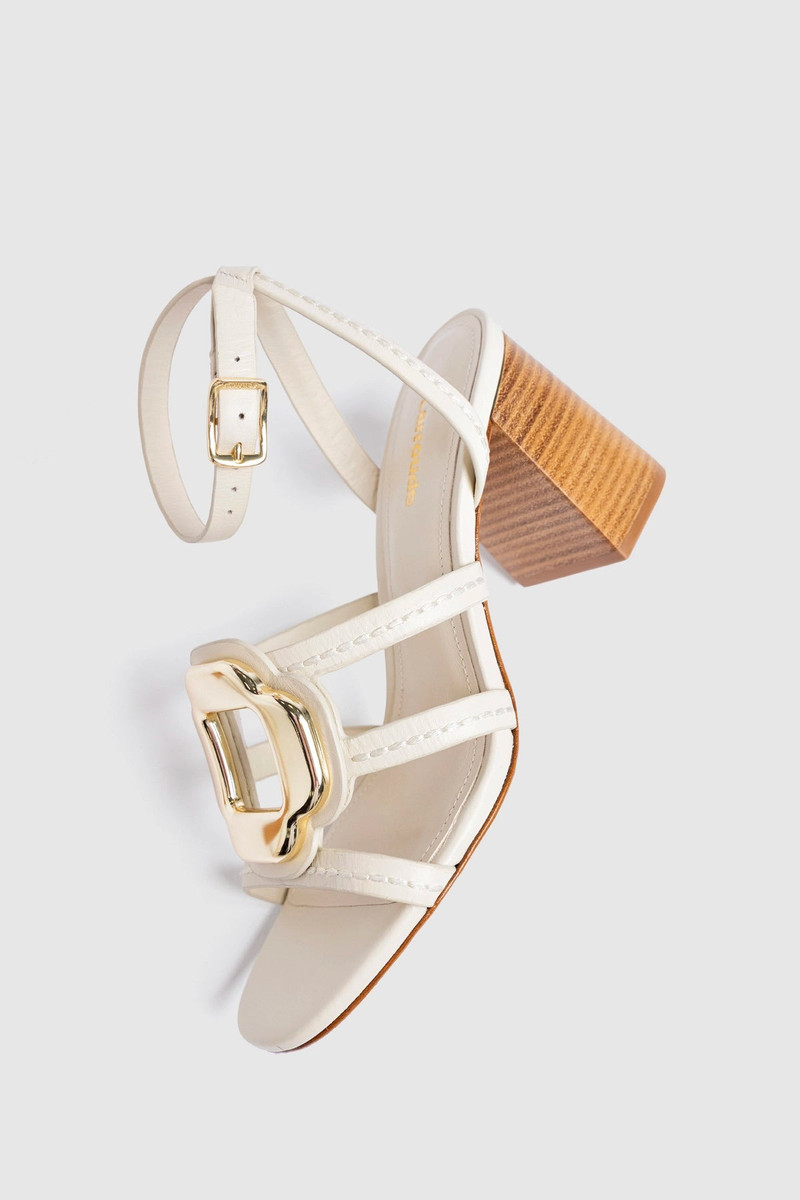 Margherita Block Sandal Ivory Leather 5