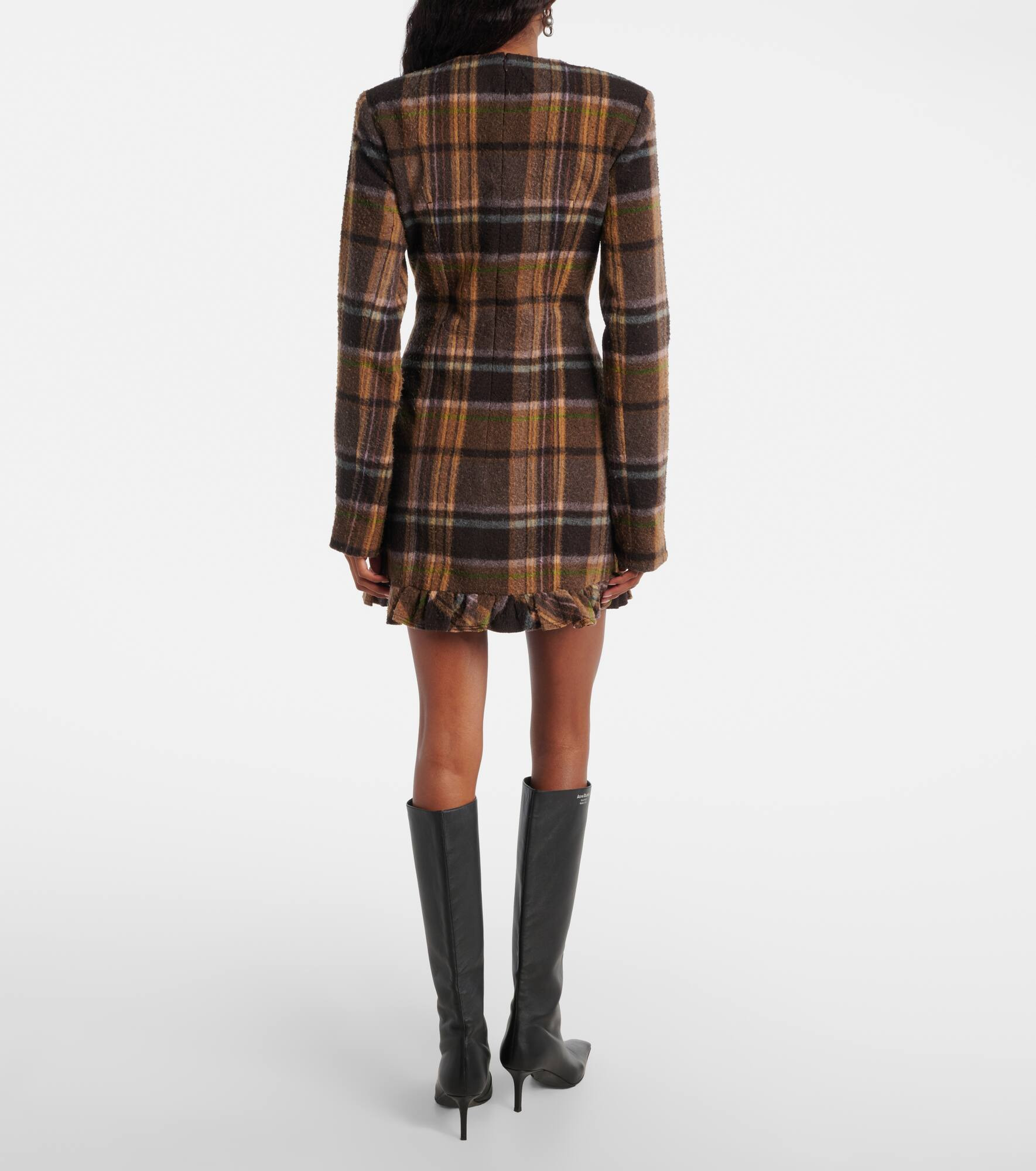 Checked wool-blend minidress - 3