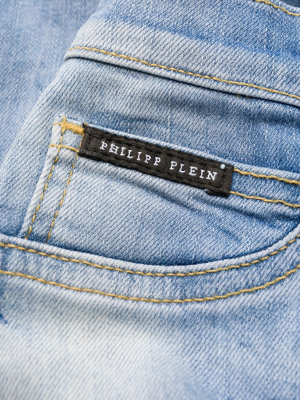 faded embroidered detail jeans - 6