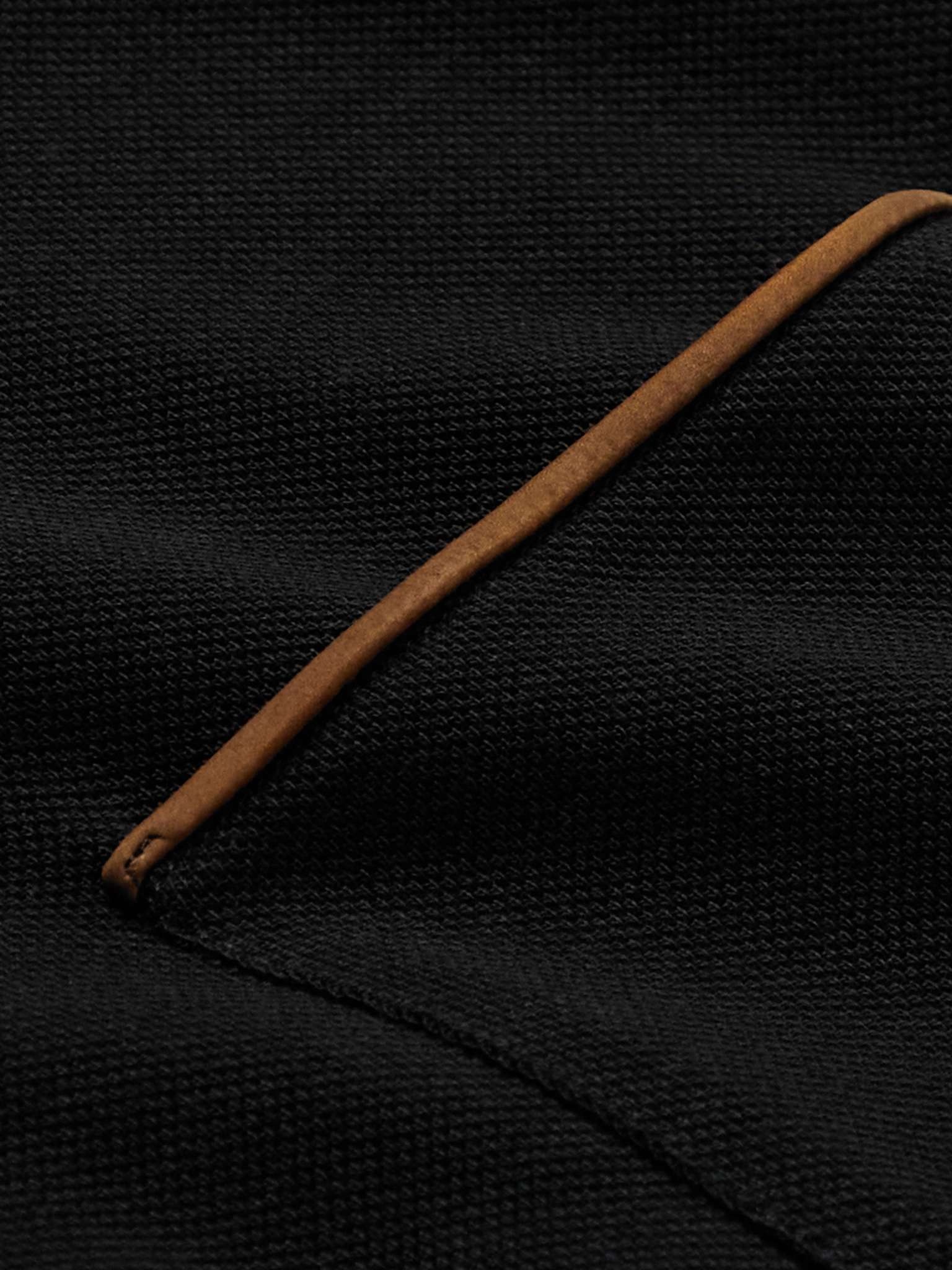 Leather-Trimmed Cotton-Piqué Polo Shirt - 5