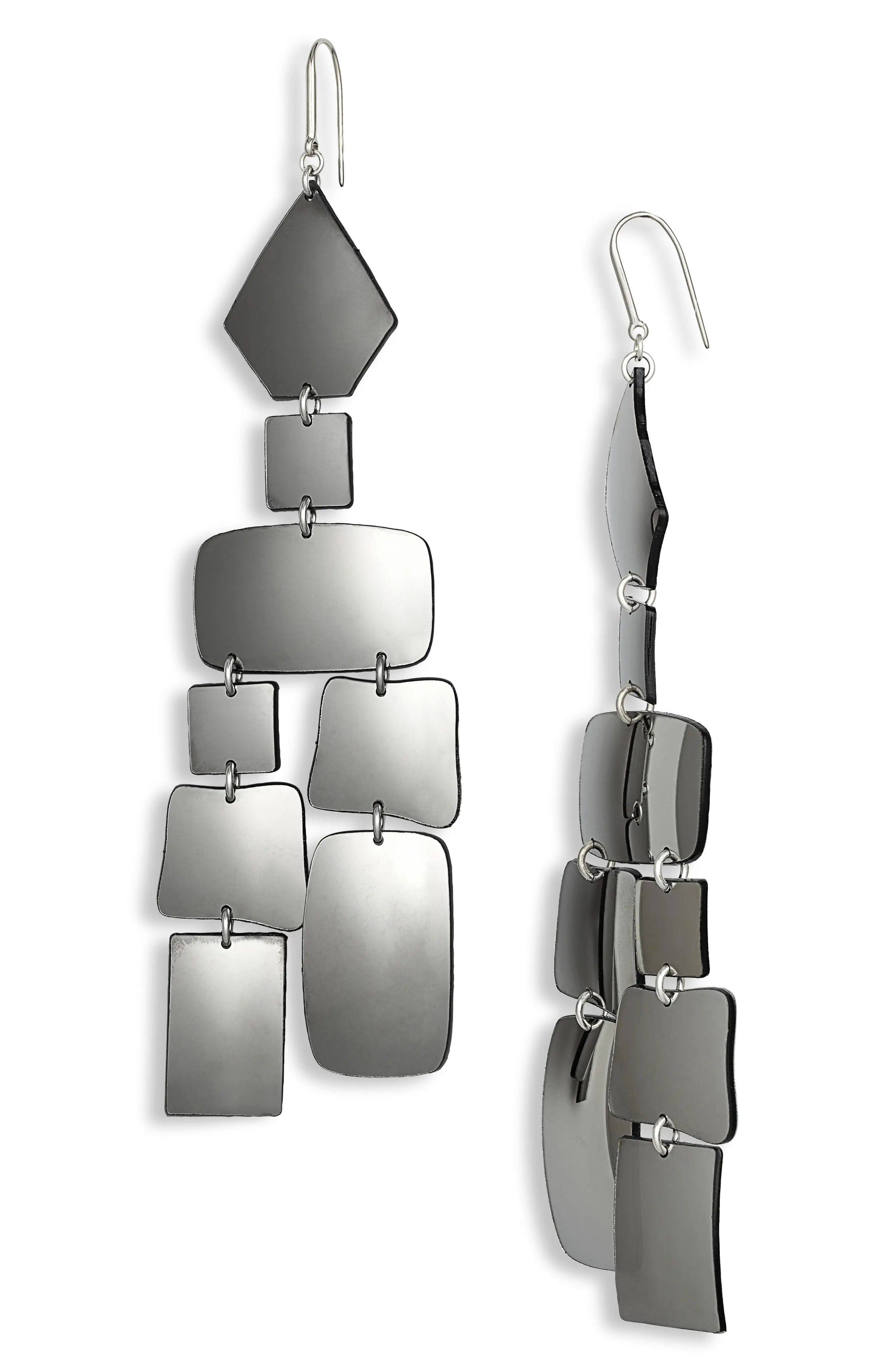 Hope Geometric Drop Earrings in Anthracite/Silver - 1