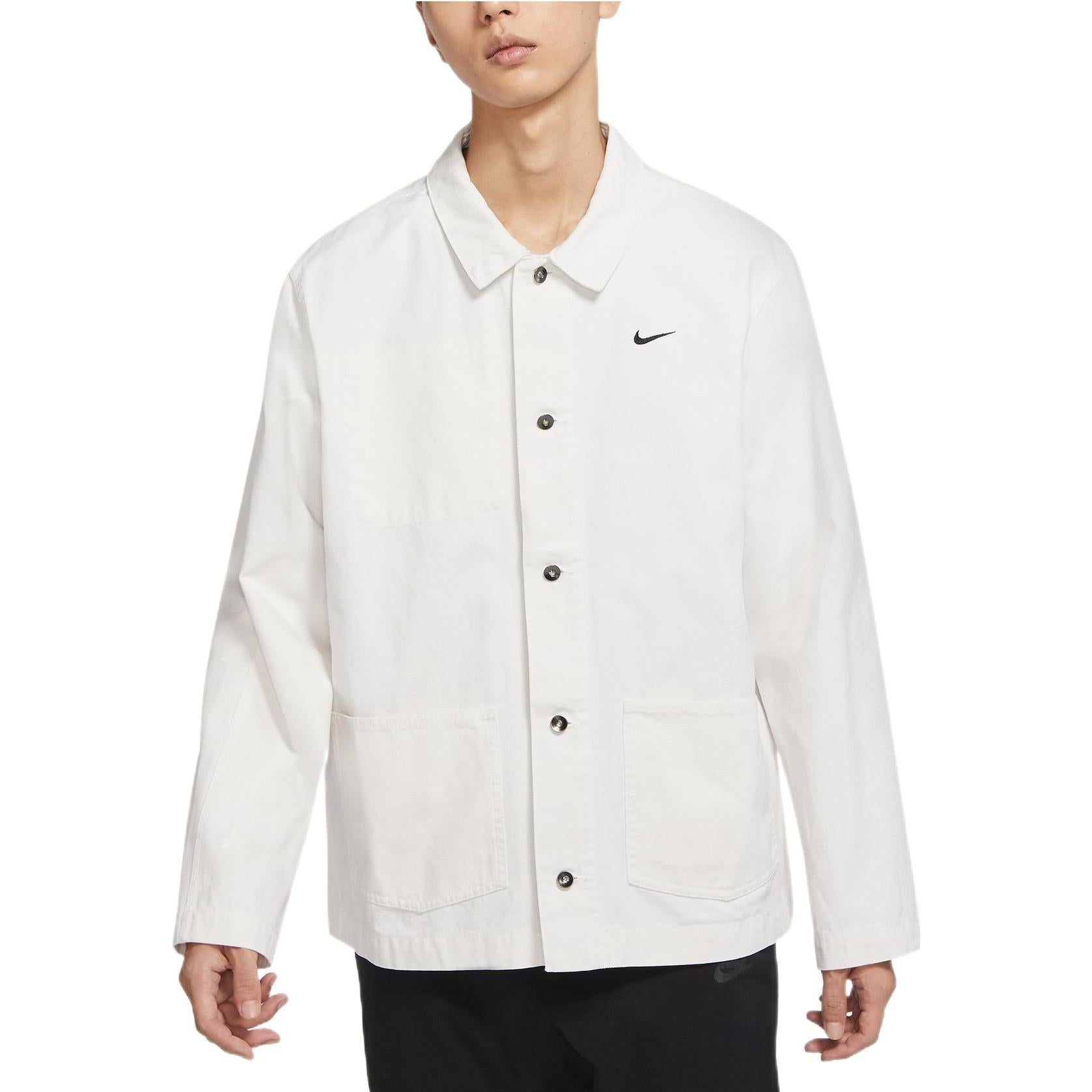 Men's Nike Solid Color Logo Printing Jacket White DQ5185-030 - 3