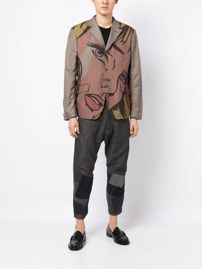 Junya Watanabe MAN patchwork-detail cropped trousers outlook