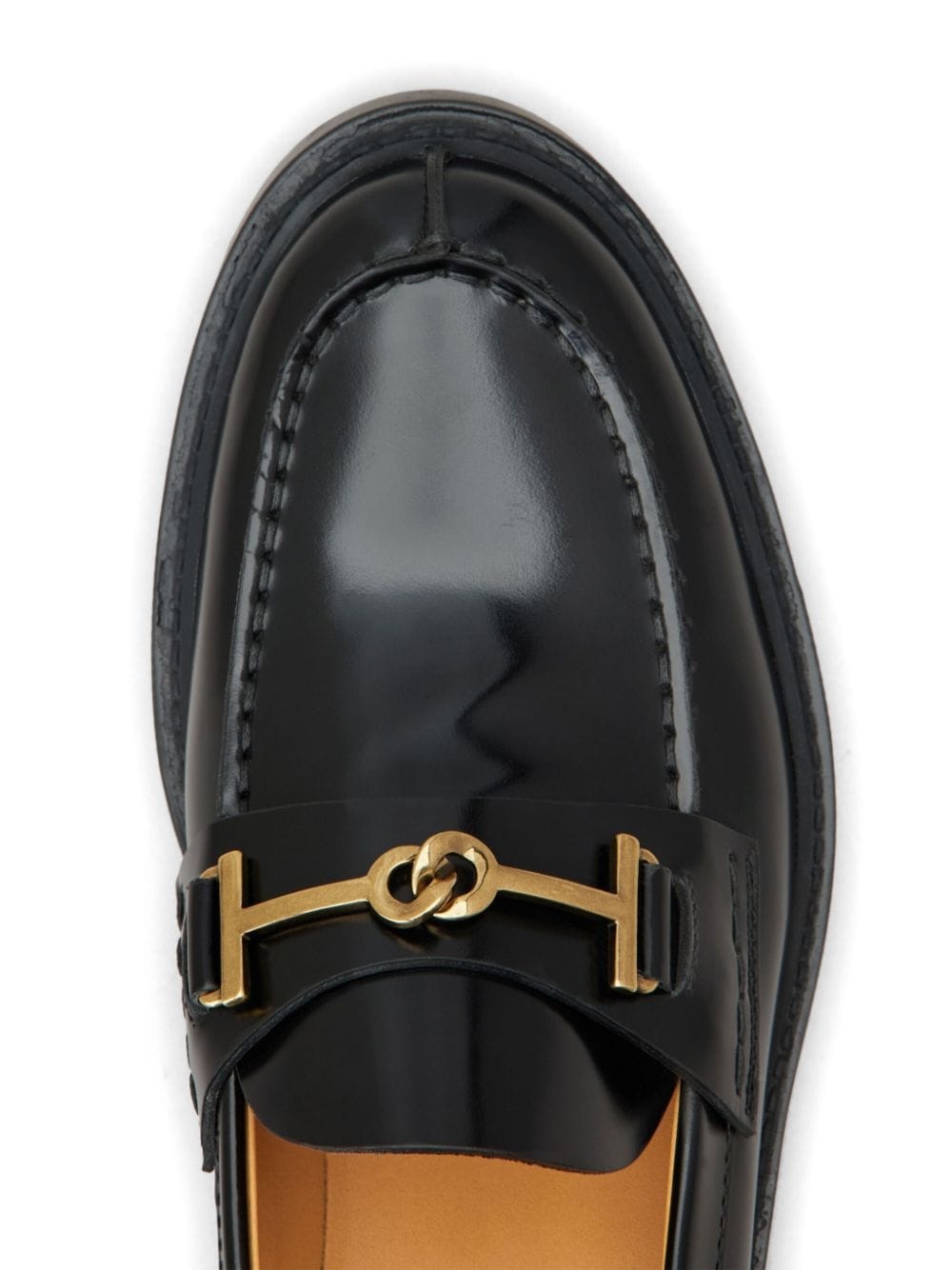 logo-plaque leather loafers - 5