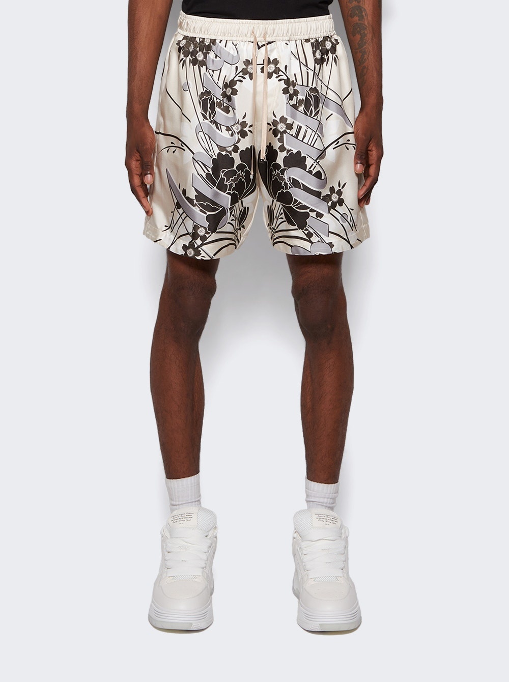 Floral Drawstring Shorts Alabaster - 3