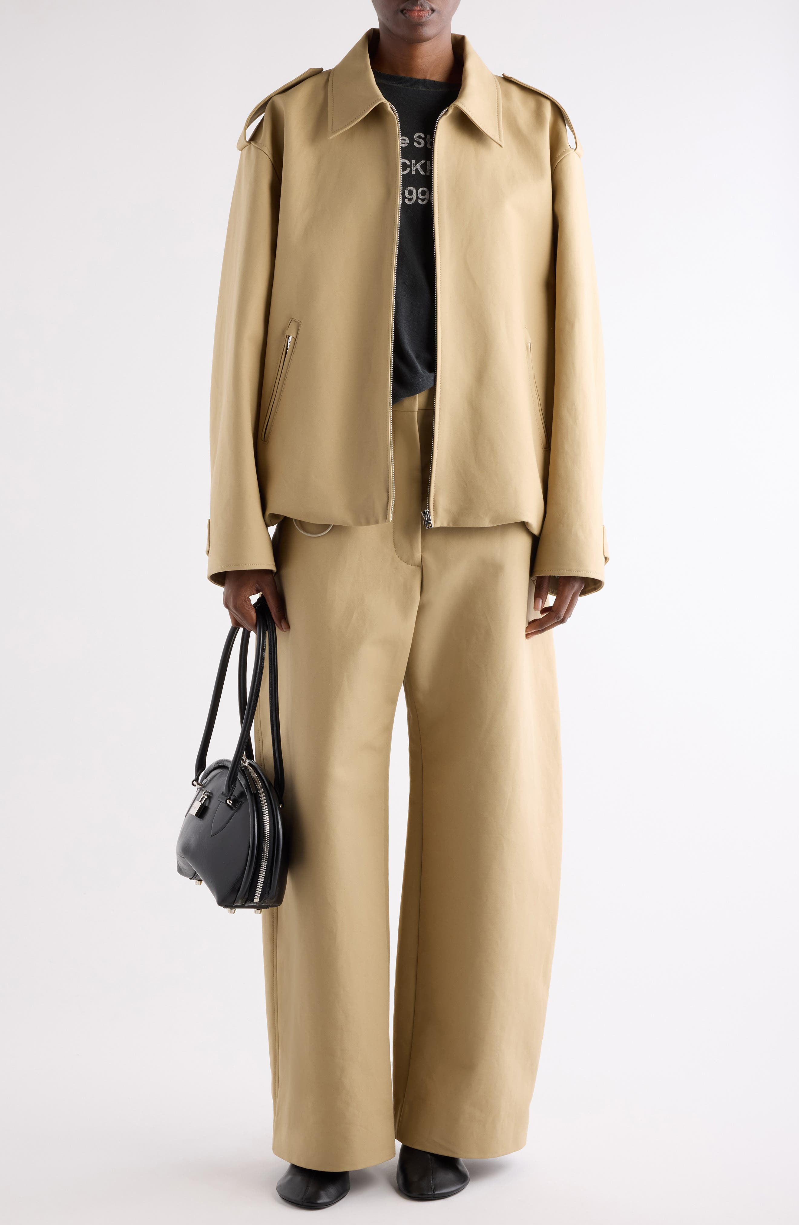 Acne Studios Onaga Organic Cotton Sateen Jacket in Beige Melange at Nordstrom - 2