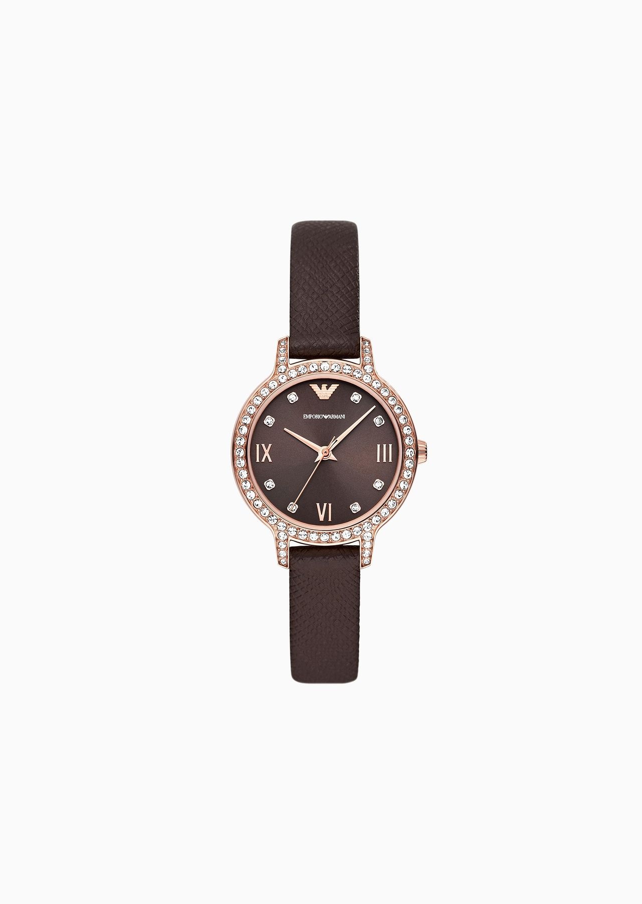 Three-Hand Brown Leather Watch - 1