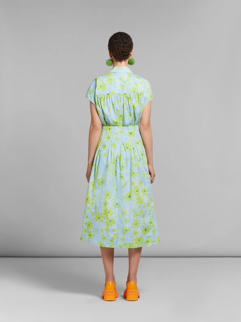 LIGHT GREEN POPLIN HIGH-WAISTED SKIRT WITH PARADE PRINT - 3