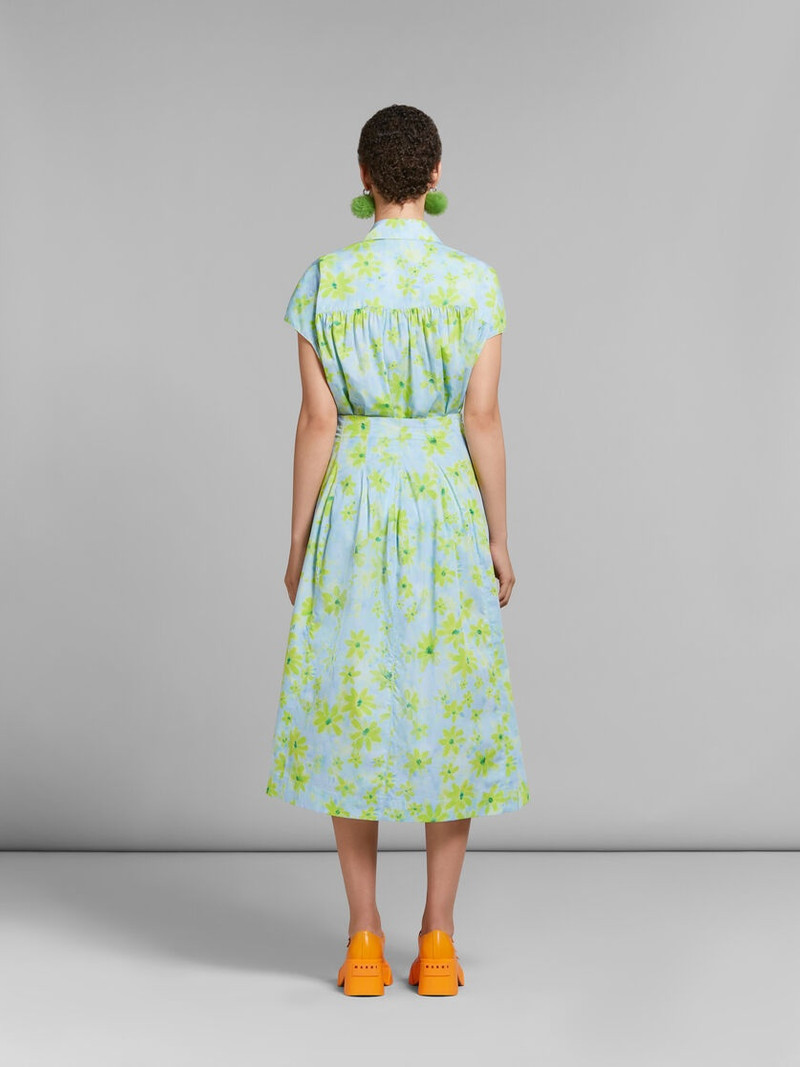 LIGHT GREEN POPLIN HIGH-WAISTED SKIRT WITH PARADE PRINT 3