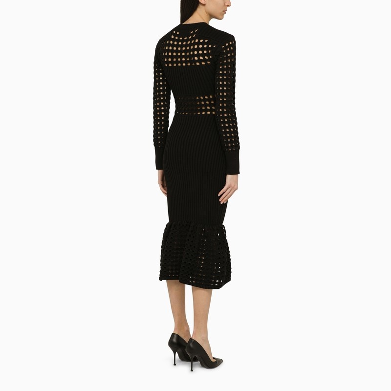 Alexander Mcqueen Black Knitted Midi Dress Women - 3