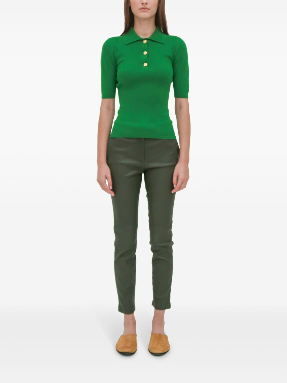 ribbed polo top - 3