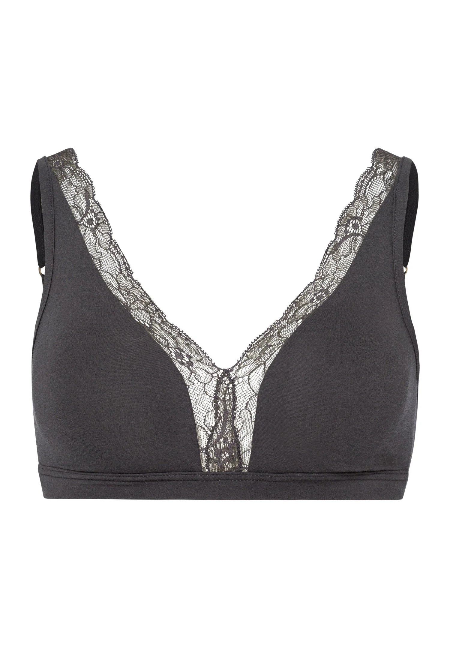 Cotton Lace Lace Trim Soft Cup Bra - 1