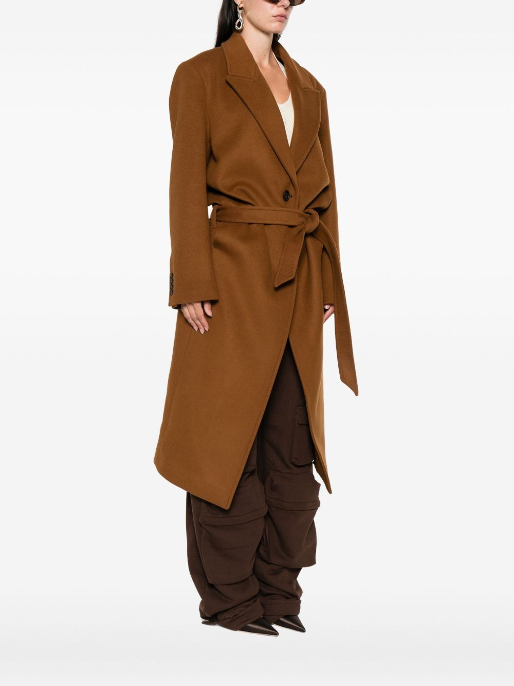 single-breasted belted coat - 3