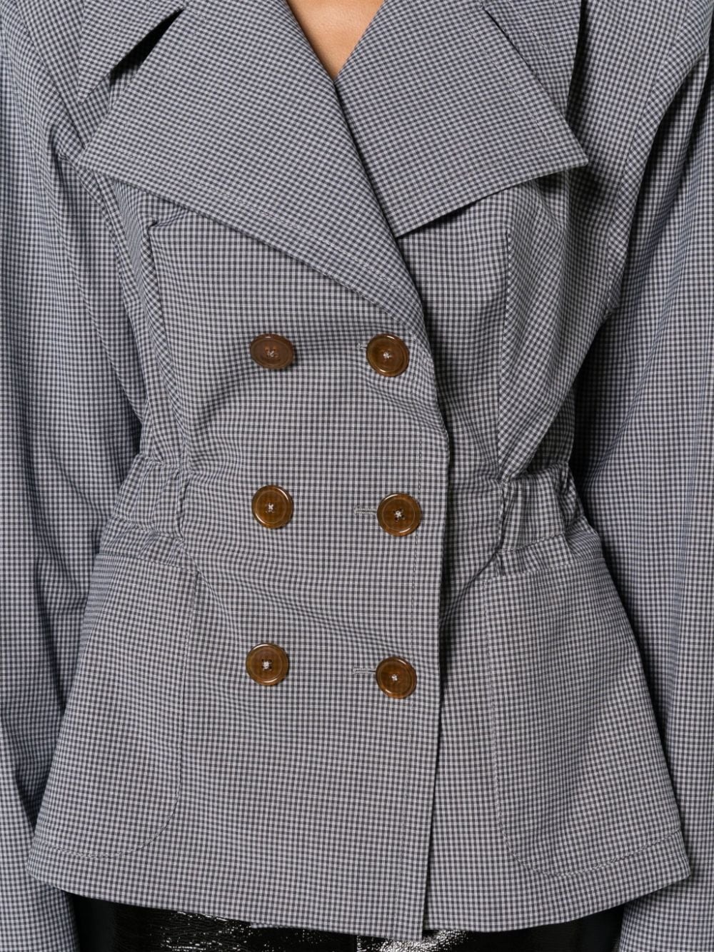gingham-check elasticated-waist blazer - 5