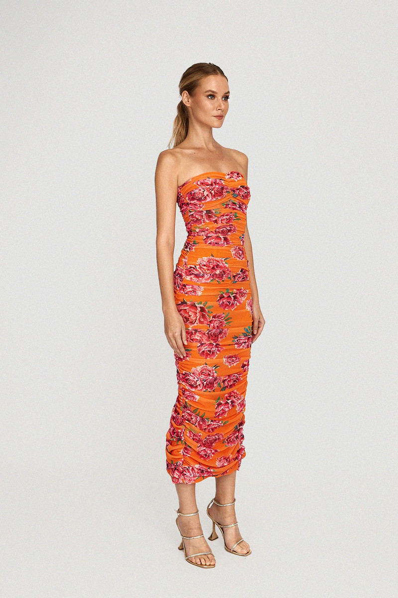 FARRAH RUCHED MIDI DRESS 3