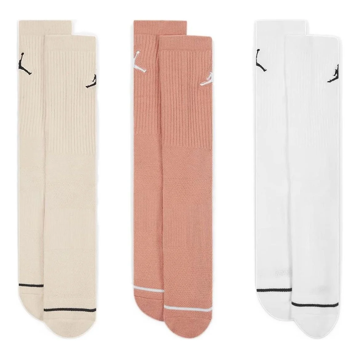 Air Jordan Everyday Max Crew Basketball Socks 'Pink White Beige' SX5545-918 - 1
