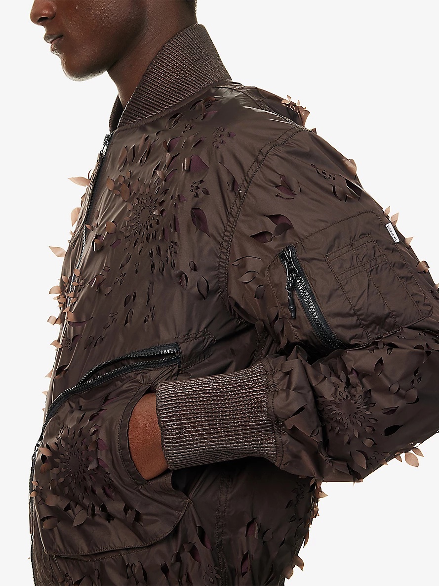 Laser-Slashed Petal Woven Bomber Jacket - 6
