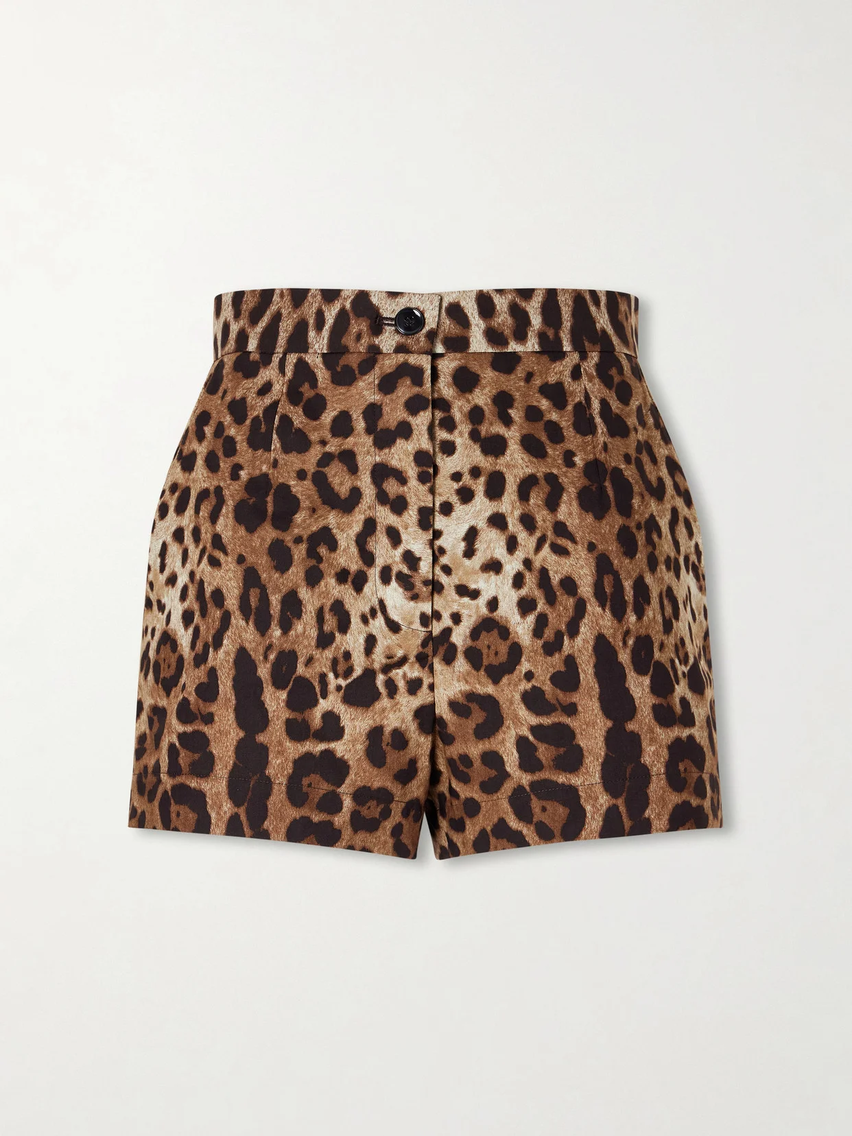 Leopard-print High-rise Cotton Shorts - 1
