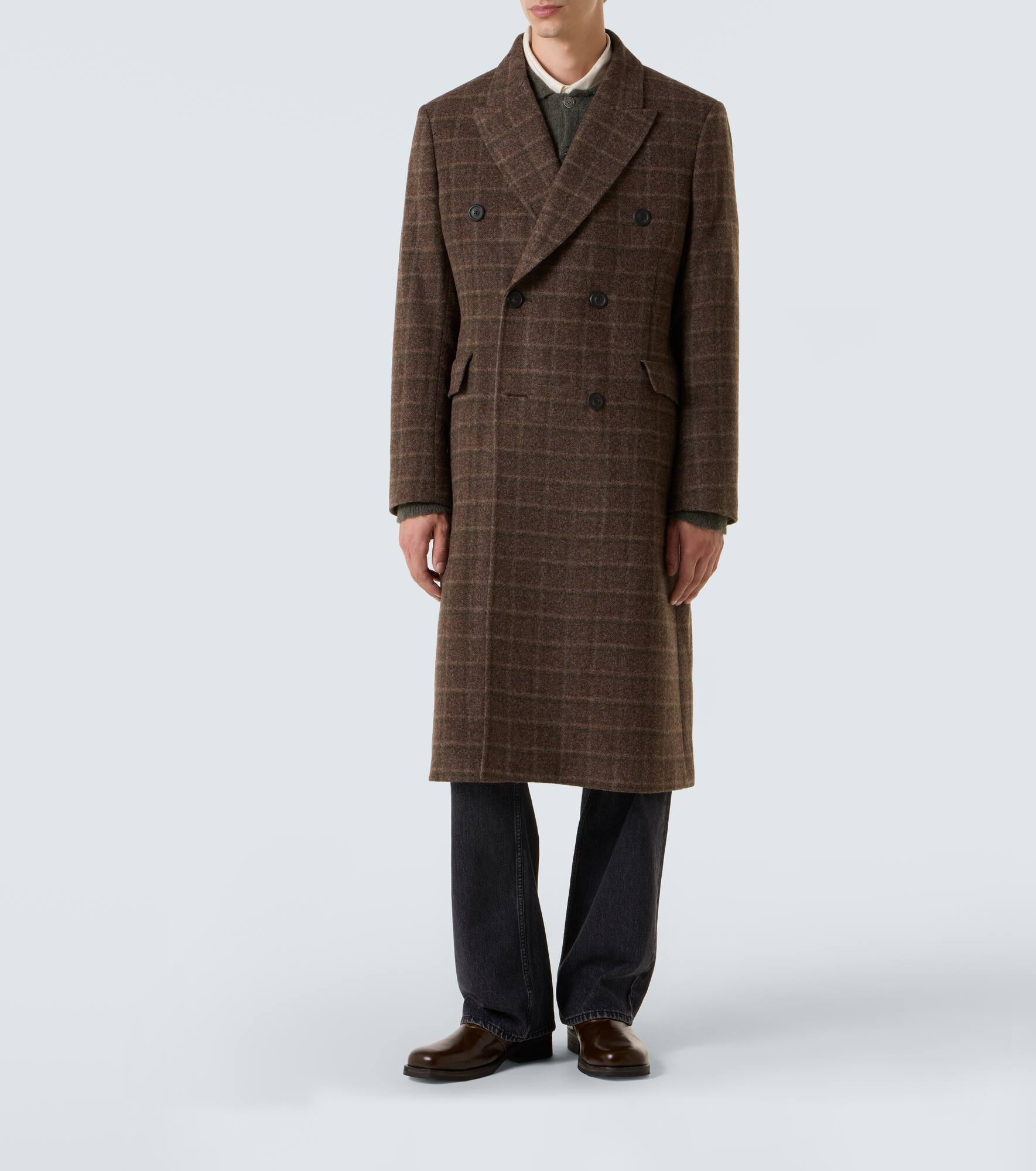 Whale checked virgin wool coat - 3