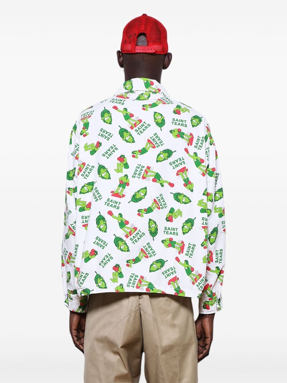 pattern-print shirt jacket - 5
