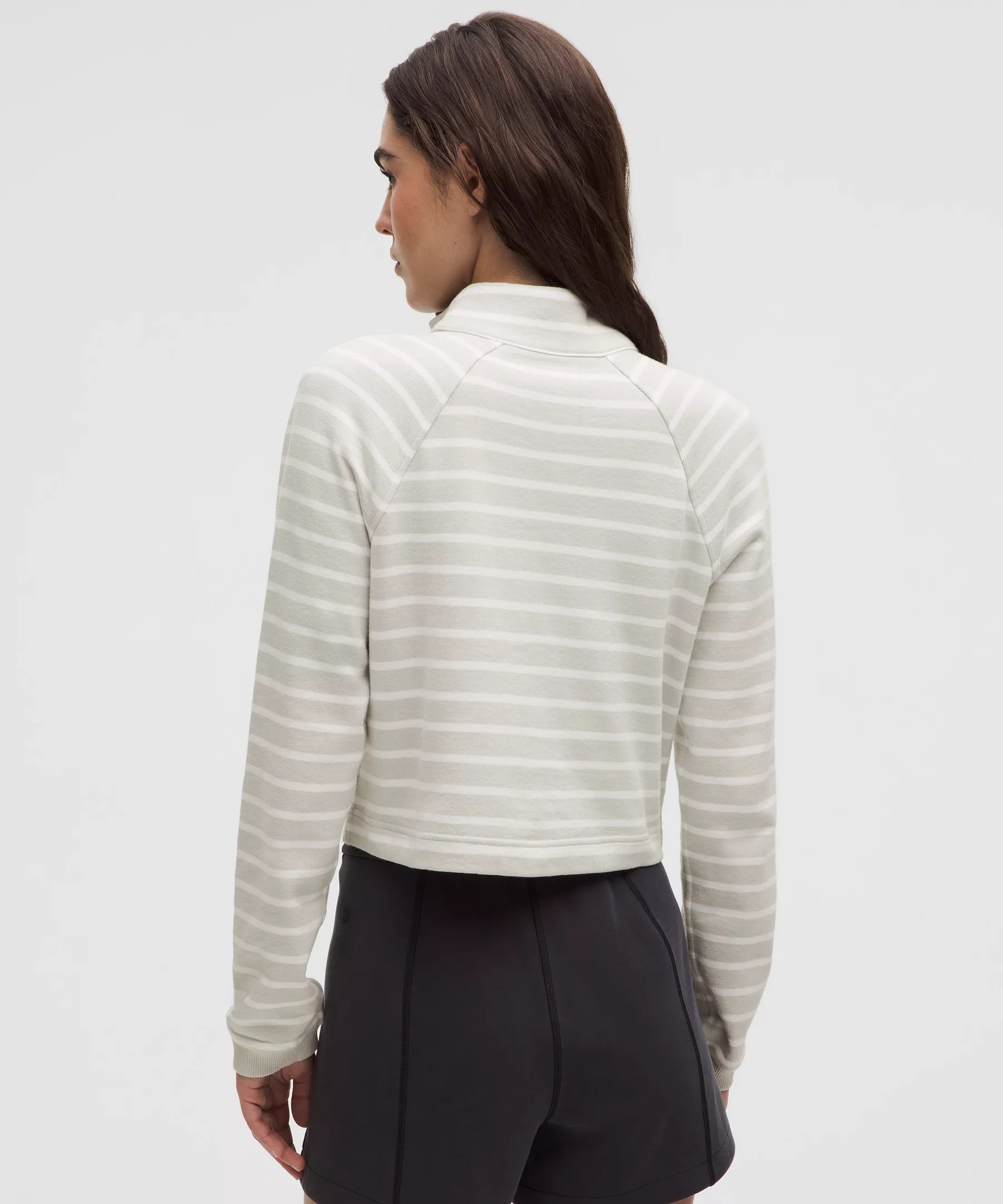 Cotton French Terry Cropped Half Zip - 3