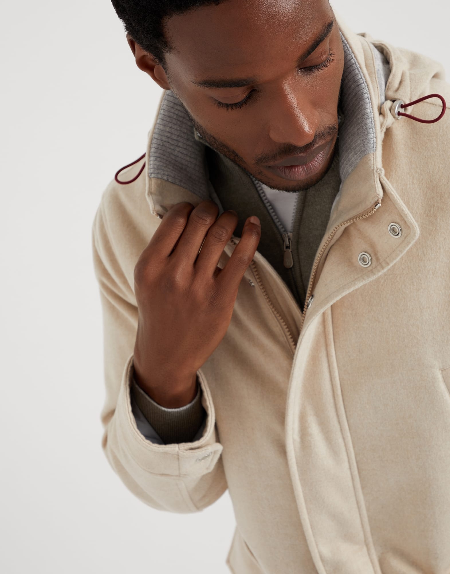 Bonded cashmere beaver cloth parka with Thermore® padding and detachable hood - 3